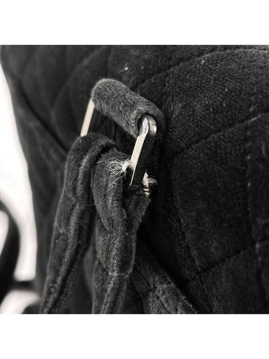Chanel CC Logo Chain Backpack Quilted Velour Black